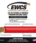 Premium 2/0 Gauge Extra Flexible Welding Cable 600 Volt Red 25 Feet Made In USA Sunlight Resistant Water Resistant