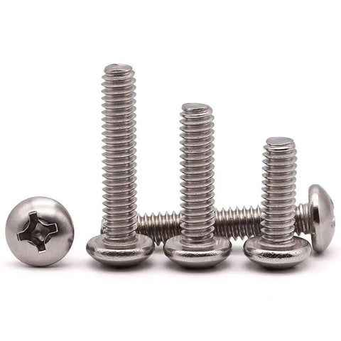 Heavy Duty Stainless Steel 10-32 x 3/4 Inch Phillips Pan Head Machine Screws Full Thread UNF 304/18-8 Bright Finish 50 Pack