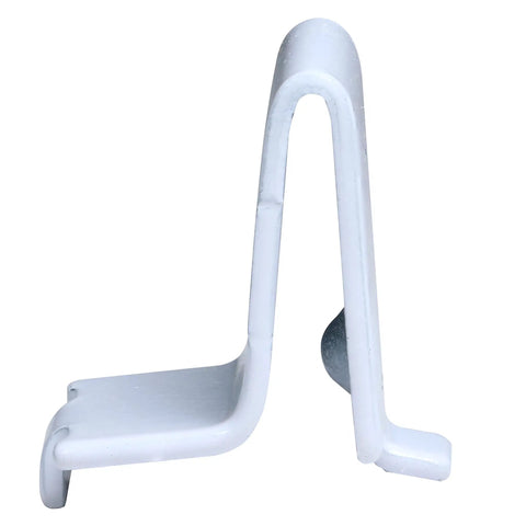 20 Pack Adjustable White Steel Pilaster Shelf Support Clips For 255 Series Pilasters, showcasing a single clip side view.