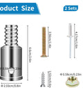 Dimensions and components of Three Quarters Inch Threaded Tip Replacement Kit showing metal tips and screws for poles.