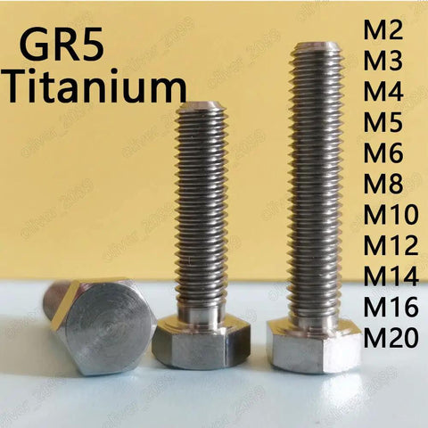 Top Tier Titanium Gr5 Hexagon Bolts Pack Of 5 M20 X 80mm High Strength Metric Fasteners Rigged For Heavy Duty Truck Work And Garage Restos Corrosion Ready Grip showing size M2 to M20