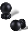 Side and top view of 10 Pack Matte Black Cabinet Knobs For Kitchen Cabinets Round Ball Pulls With Single Hole Design Zinc Alloy Hardware