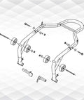 Exploded view of 850 Lb Motorcycle Paddock Stand For Sport Bikes Rear Wheel Lift Swingarm Black Heavy Duty Steel.