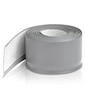 Flex Gray Vinyl Wall Base 4 Inch By 20 Foot With Peel And Stick Adhesive showing rolled view and exposed adhesive back.