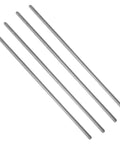 Four diagonal stainless steel 12-inch 3/8-16 threaded rods with right-hand threads