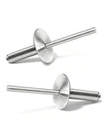 Top Shelf Heavy Duty Large Flange Blind Pop Rivets 1/8 X 1/4 Inch Aluminum With Steel Mandrel 250 Pack shown from an angle.