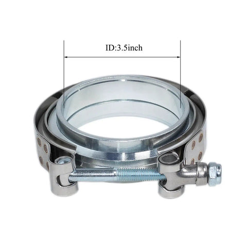 3.5 Inch Stainless Steel V Band Clamp Kit with male and female flanges for turbo exhaust systems, leak-free connection