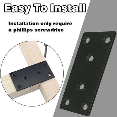 Thirty Five Pack Pro Grade Three Point One Inch Black 304 Stainless Steel Mending Plates Solid Joining Brackets For Wood Fixups And Fence Jobs Built Tough Indoors Or Outdoors With Zero Rust Worry