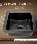 Top view of Glasgow 12-Inch Dual Mount Bar Prep Sink Hand Hammered Matte Black Aluminum Drop-In Or Undermount Kitchen Sink