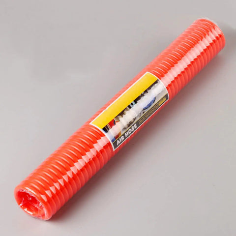 Hella Durable Coiled Air Compressor Hose Built Damn Tough With Single Layer Polyurethane And Oil Resistant Build, coiled red hose.
