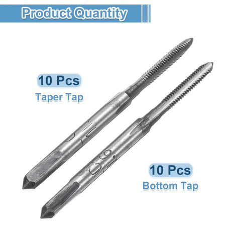 10 Piece Metric Hand Tap Set M1.6 X 0.35 H2 Thread Taper And Bottom Tap For Precision Threading, 9CrSi Alloy Tool Steel