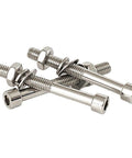 Beefy Hex Socket Head Cap Screws And Nuts Kit For M6 And M8 Semi Threaded Allen Bolts 304 Stainless Steel M8x75 20 Sets For Indoor And Outdoor Projects Great For Mechanical DIY And Auto Repairs close-up