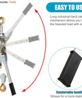 Heavy Duty Come Along Winch With 5 Ton Capacity And 10 ft Steel Cable Three Hooks Dual Gear System, ergonomic handle close-up