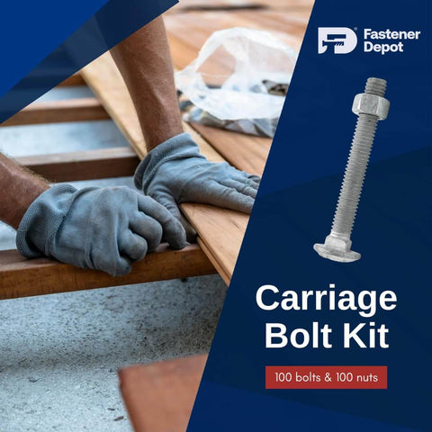 5/16-18 Inch Fully Threaded Hot Dipped Galvanized Carriage Bolt Kit For Exterior Projects in packaging with assembly use