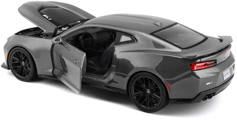 Chevrolet Camaro ZL1 Die Cast Car 1 24 Scale Officially Licensed Replica with open doors and hood, showing interior details.