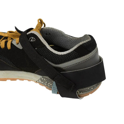 Pro Grade ESD Heel Grounder With Elastic Velcro Strap For Workstation Static Control, 24 Inch Leg Strap, 1 Megohm Resistance To Ground, Meets ESD SP9.2 EIA625 MIL-STD-1686 MIL-HDBK-263, Bluish Gray heel strap on black shoe