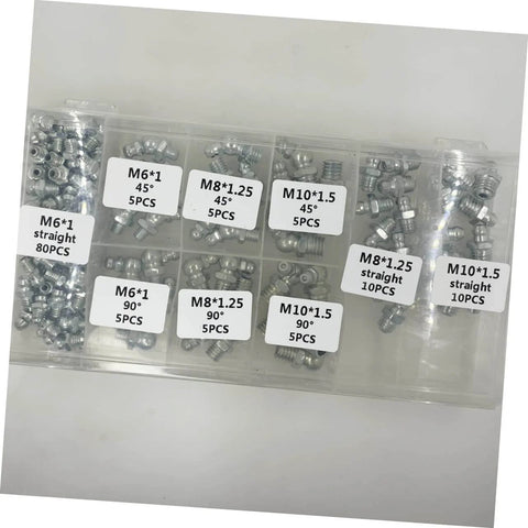 All-In-One 260Pc Hydraulic Grease Fitting Replacement Kit For Cars, Trucks, ATVs, And Motorcycles, organized case