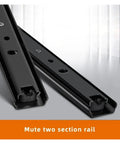 Heavy Duty Cold Rolled Steel Drawer Slides Two Section Butter Smooth Cabinet Tracks 12 Inch soft close black rails on a surface.