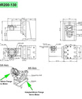 Beast Mode 4th And 5th Axis Motorized Hollow Rotating Platform Indexing Rotary Table KDR200-130 technical drawings with dimensions.