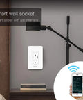 Smart WiFi In Wall Outlet With USB And Type-C Ports, 15A Divided Socket, remote app control, beside lamp and books
