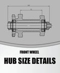 Diagram of front hub size details for 700C Carbon Hub Wheelset With Disc And Rim Brakes, 40mm Deep Clincher, Lightweight Build