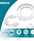 900Pcs E Clips And C Clips All In One Assortment Kit In 304 Stainless Steel Circlips Retaining Rings for gears and pulleys visible