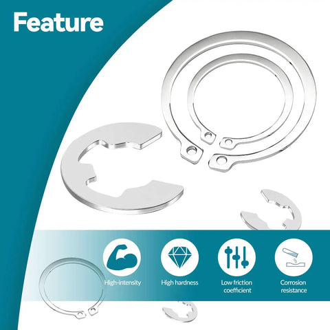 900Pcs E Clips And C Clips All In One Assortment Kit In 304 Stainless Steel Circlips Retaining Rings for gears and pulleys visible