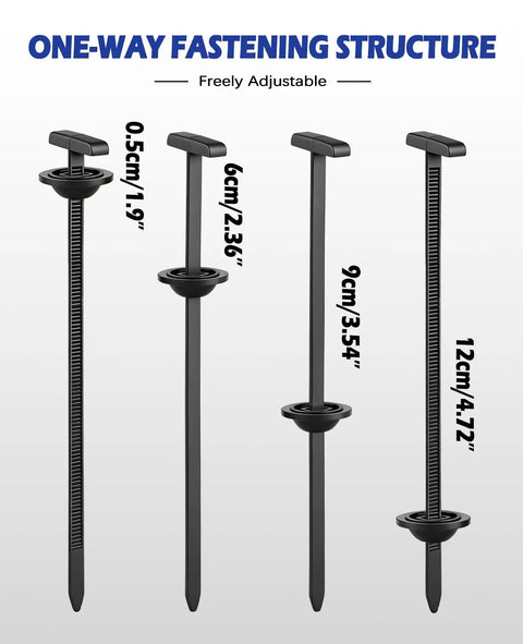 150 Millimeter Long Nylon Zip Ties Kit, 100 PCS Tough As Nails Heavy Duty Cable Ties With Vertical T Head And Umbrella Button
