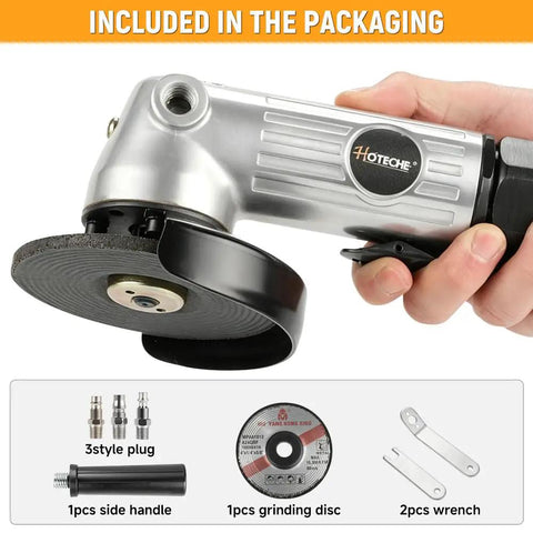 Badass 4 Inch Air Angle Grinder With Front Exhaust 10000 Rpm Pneumatic Metal Cutting And Grinding Tool held with side handle