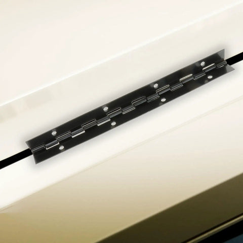 Heavy Duty Stainless Steel Continuous Piano Hinge For Doors And Cabinets, black finish installed on surface, 200x30x1mm