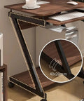 Adjustable Height Black Standing Desk With Pull Out Keyboard Tray And Compact Storage Shelf Portable Laptop Workstation close-up of structure and materials