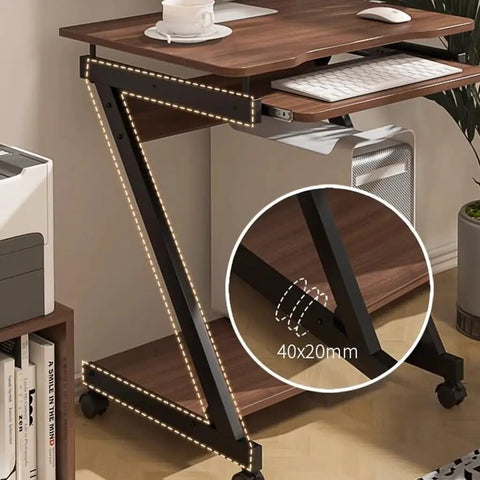 Adjustable Height Black Standing Desk With Pull Out Keyboard Tray And Compact Storage Shelf Portable Laptop Workstation close-up of structure and materials