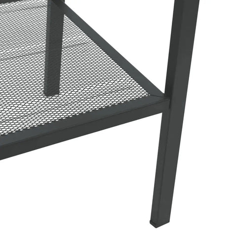Close-up of Industrial 4-Tier Metal Ladder Bookcase in Anthracite shelf, showcasing powder-coated steel frame