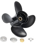 Aluminum Four Blade Propeller 10.63 X 12 Pitch For Mercury Outboard Motors 25 70 HP Right Hand Rotation 13 Spline With Hub Nut Kit