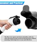 Rock Solid Wall Mount EV Charging Cord Holster Built With Hella Durable Nylon SAE J1772 Cable Organization System, hand holding EV plug.