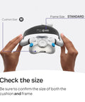 AirTouch F30i Comfort Frame System Without Headgear With Medium Cushion And Standard Frame held showing cushion and size