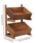 Kickstart Your Storage Game With This Sleek Two Tier Wooden Shelf, Rich Walnut Finish Solid Wood Floor Organizer, Compact No Sweat Clutter Crusher To Keep Your Apartment Super Tidy And Ready - Dimensions 51x34.5x25 cm