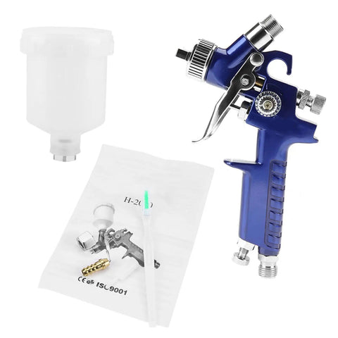 Heavy-Duty 0.8mm Pneumatic Airbrush With 125ml Gravity Feed Cup, featuring components for clean detailing work.