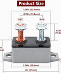 4 Pack 30amp Automatic Reset Circuit Breaker With Cover Dc 12V To 24V Resettable Overload Protector dimensions and mounting details.