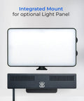Pro 4K Eye Level Webcam With Retractable Arm For Flawless Video Calls And Live Streaming On PC And Mac mounted with light panel.