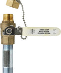 Turbo Flush Water Heater Drain Valve Kit With Three Quarter Inch Full Port Stainless Steel Nipple shown with handle and cap
