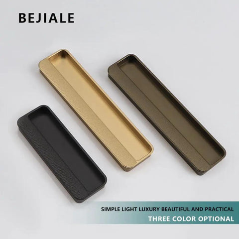 Hidden Push Pull Invisible No Frills Door Handle For Closet Cabinet And Drawer Slotting Grooving Embedded Pull Burr Free Smooth Edge Sleek Black Ga Color 200mm Length Made From Zinc Alloy And Aluminum, three color options