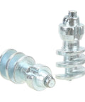 Close-up of premium screw tire studs forged from dense tungsten steel for heavy duty grip on winter roads.