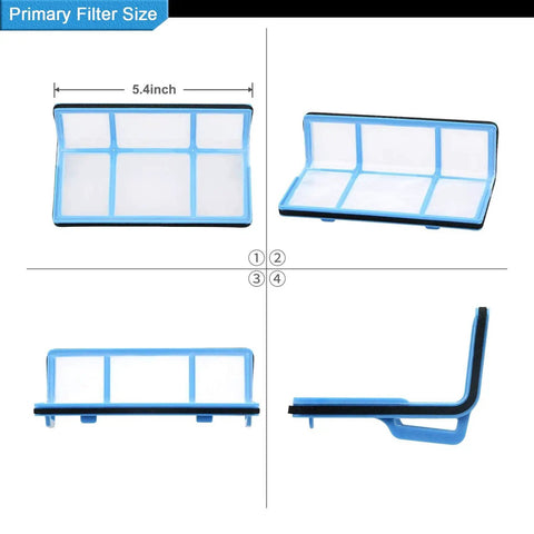 Replacement Parts Kit For ILIFE RoboVac V3 V3s V5 V5s Pro with primary filter size 5.4 inch shown from multiple angles
