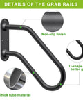 Details of Badass Heavy Duty Wall Mount Handrail For Patio Steps Solid Steel Safety Grab Bar with non-slip finish and thick tube material.