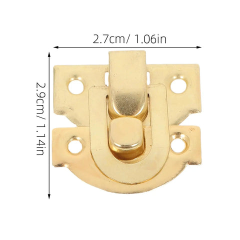 Solid Antique Wooden Box Buckles And Decorative Drawer Hasps For Cabinet Doors Jewelry Cases Heavy Duty Latch Hardware Sets, gold iron latch, 2.7cm x 2.9cm