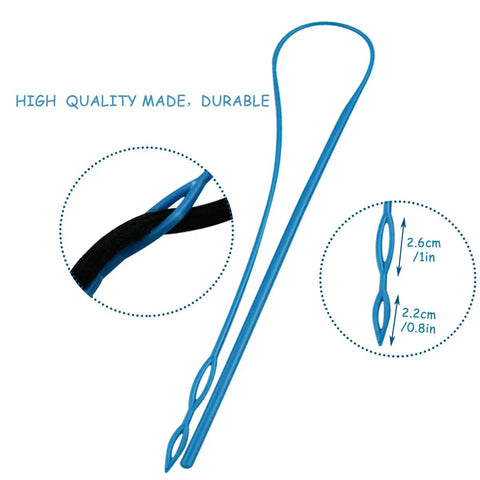 Blue Flexible Drawstring Threader Tool 23 inch, durable, smooth plastic, with loop design for easy threading.