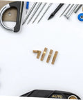 Brass Invisible Barrel Hinges With Quiet Operation, 25 Pack For Jewelry Boxes on workbench with tools