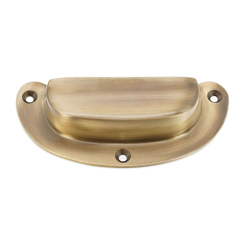 Antique Brass Cup Pull Handle With Ergonomic Grip For Cabinets Drawers Wardrobes And Kitchen Cupboards Traditional Hardware