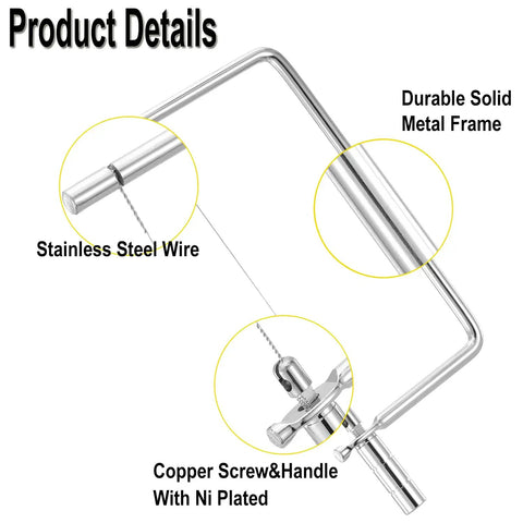 Slick 5 Inch Marble Cheese Slicer Kit With Safety Wires Stainless Steel Handle durable metal frame and stainless steel wire details